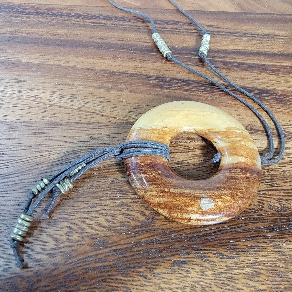 J. Jill Brown Pendant Necklace with Tassels On Rope